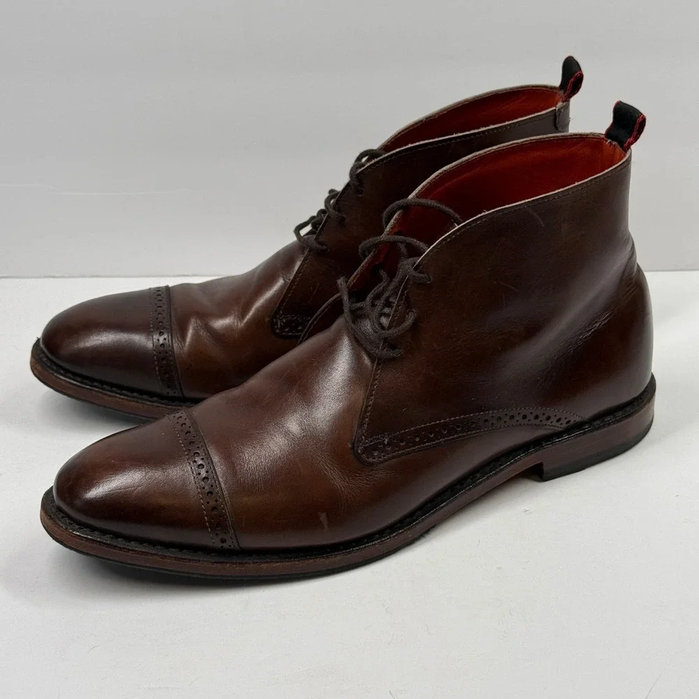 Allen Edmonds Bleecker Street Cap Toe Chukka Dress Boots Brown Size 9.5